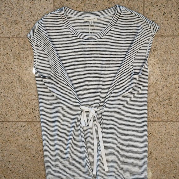 Max Studio Tie Front Striped Sleeveless Tank Top Small - Picture 3 of 6